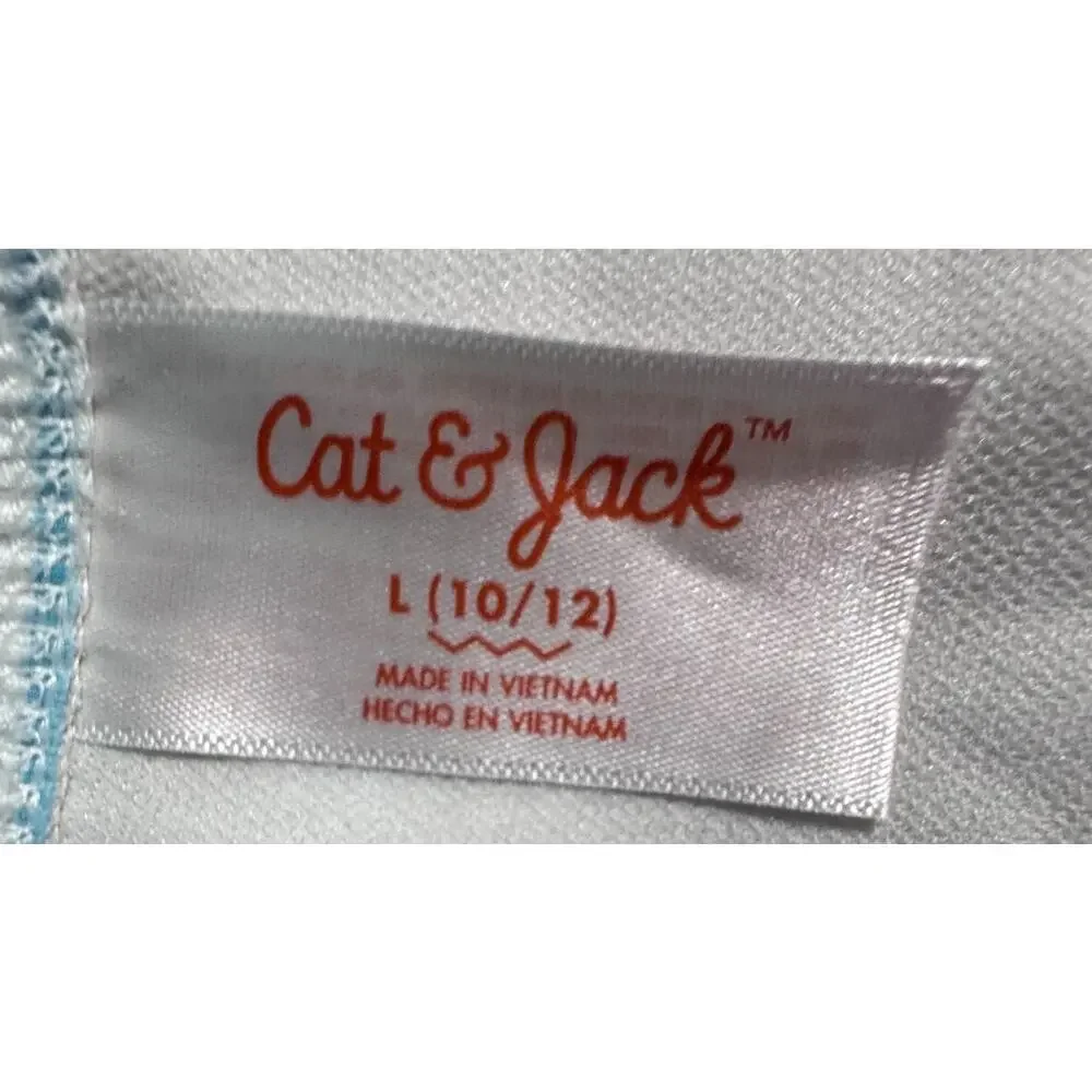 Cat & Jack Girls L (10/12) Swimsuit Seersucker Striped Summer Vacation 2 Piece